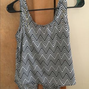 Black and White Chevron Tank with Gold Detail